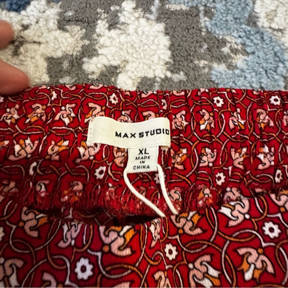 Max Studios Red Patterned Wide-Leg Pants - image 4